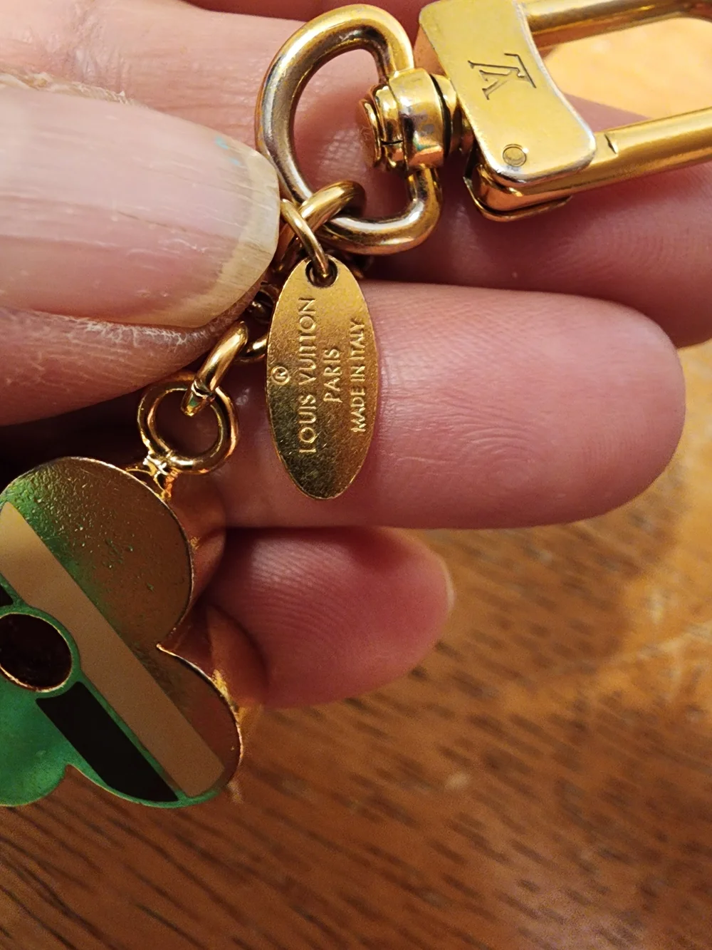 Louis Vuitton Gold Stripes Monogram Flowers Bag Charm.
